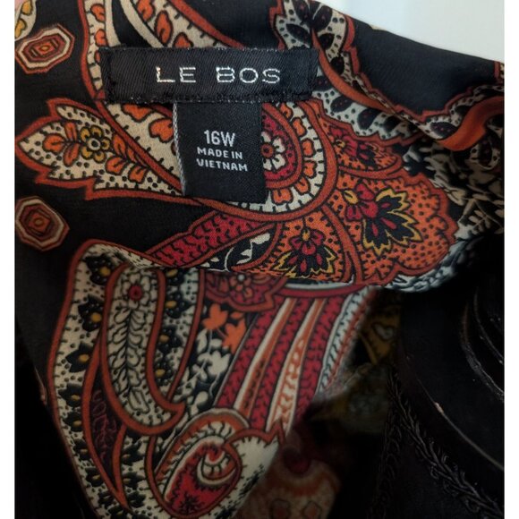 Le Bos Womens Black & Paisley Print Two-Piece Dress Set Button-Front - 16W - Picture 3 of 13